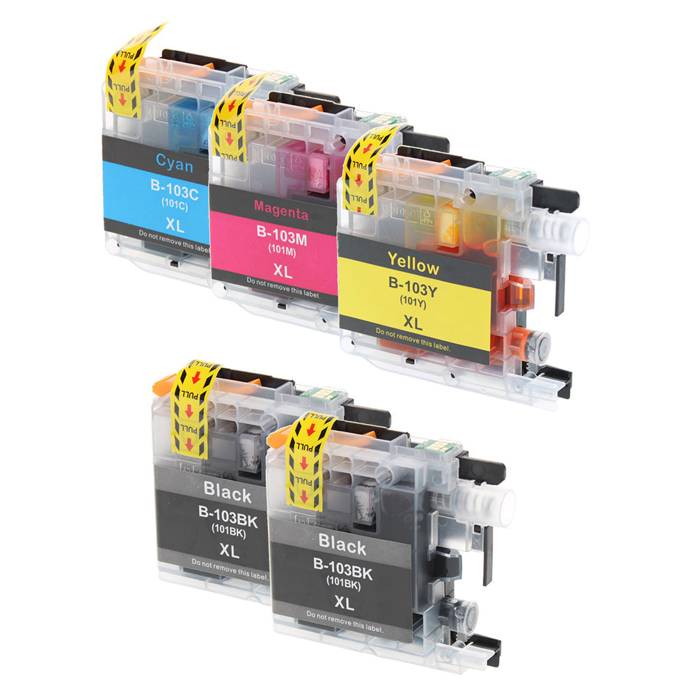 Compatible Multicolor Ink Cartridge for Brother DCP-J152W / MFC-J245 + More 2K 5-Pack (LC1035PKS)