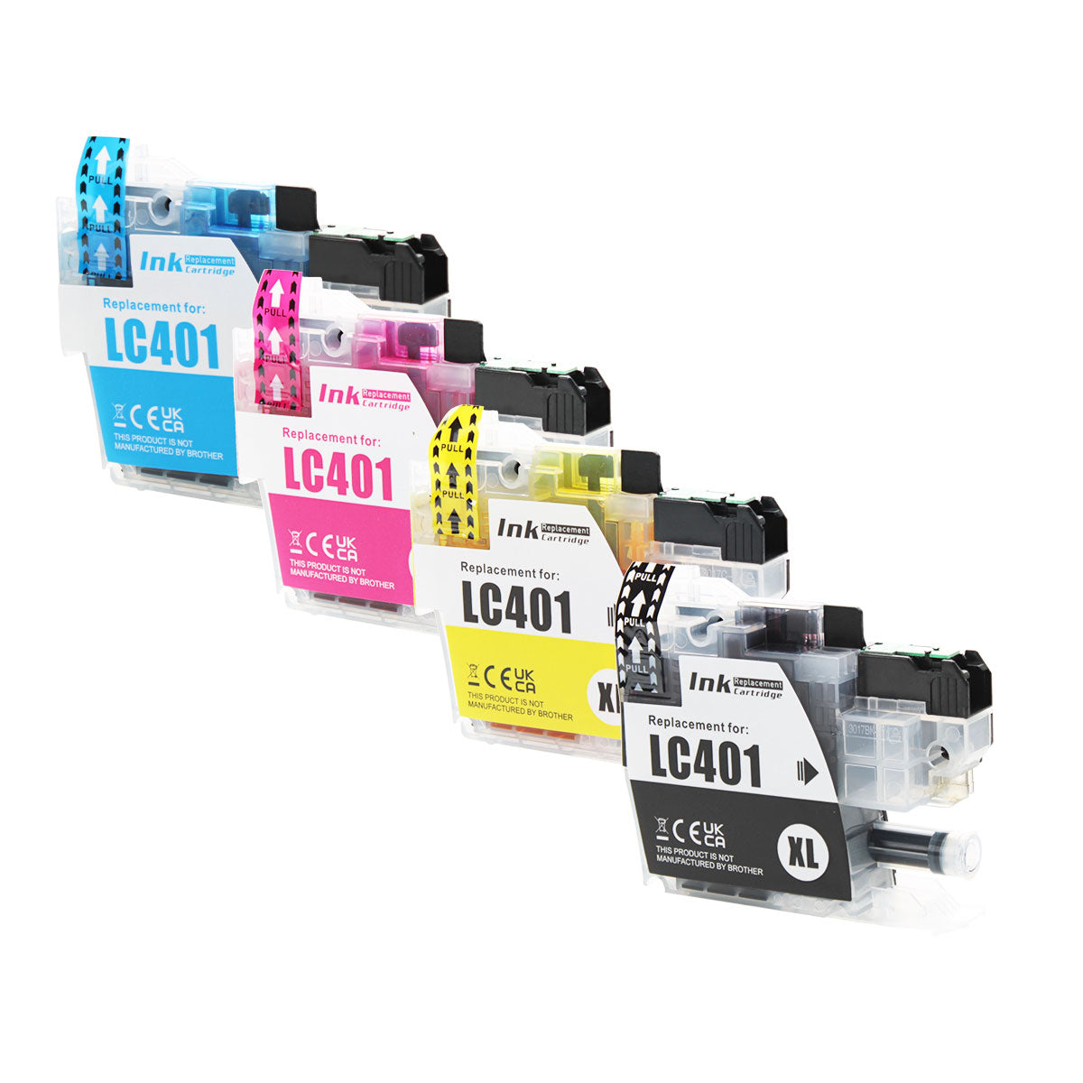 Compatible Multicolor Ink Cartridge for Brother MFC-J1010 / MFC-J1012 + More 1K 4-Pack (LC401XL4PKS)