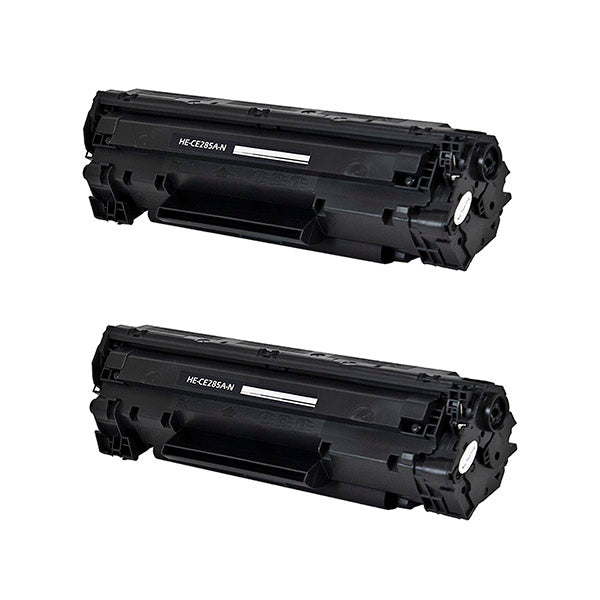 Compatible Black Toner Cartridge for HP IMAGECLASS LBP-6000 / IMAGECLASS MF3010 + More 1.6K Yield 2-Pack (CE285A / 3484B001AA)
