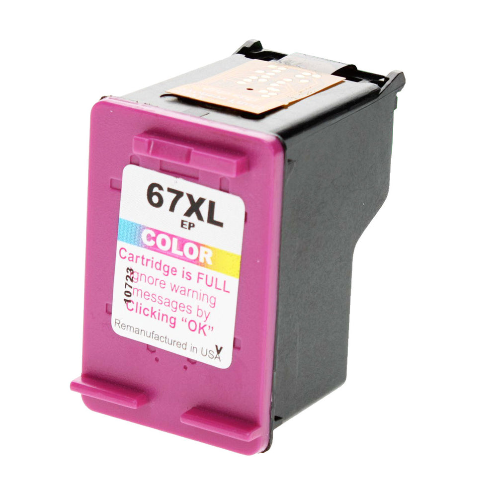 Remanufactured Tri-Color Ink Cartridge for HP DESKJET 1255 / DESKJET 2710E + More (3YM58AN / 67XL)