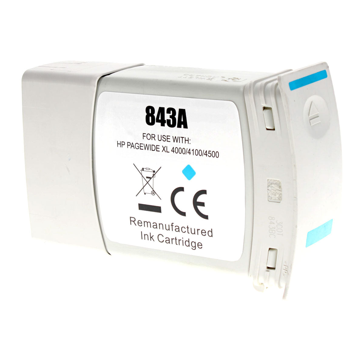 Remanufactured Cyan Ink Cartridge for HP PAGEWIDE XL 4000 / PAGEWIDE XL 4100 MFP + More 400 ML (843A / C1Q58A)