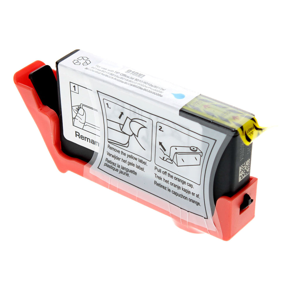 Remanufactured Cyan Ink Cartridge for HP OFFICEJET 8015E / OFFICEJET PRO 8010 SERIES + More New Chip (3YL62AN / 910XL)