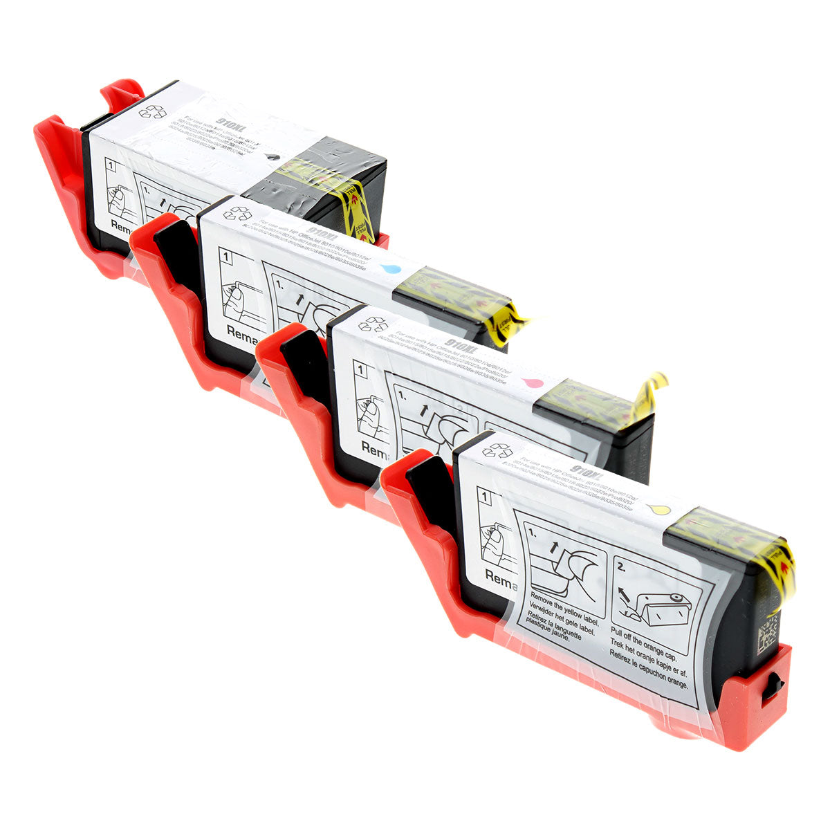 Remanufactured Multicolor Ink Cartridge for HP OFFICEJET 8015E / OFFICEJET PRO 8010 SERIES + More New Chip 4-Pack (3YL62AN / 3YL63AN)