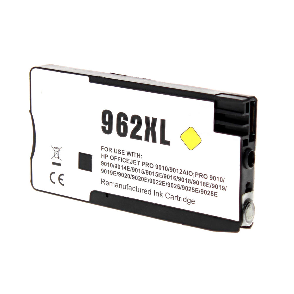 Remanufactured Yellow Ink Cartridge for HP OFFICEJET PRO 9010 / OFFICEJET PRO 9012 + More 1.6K High Yield New Chip (3JA02AN / 962XL)