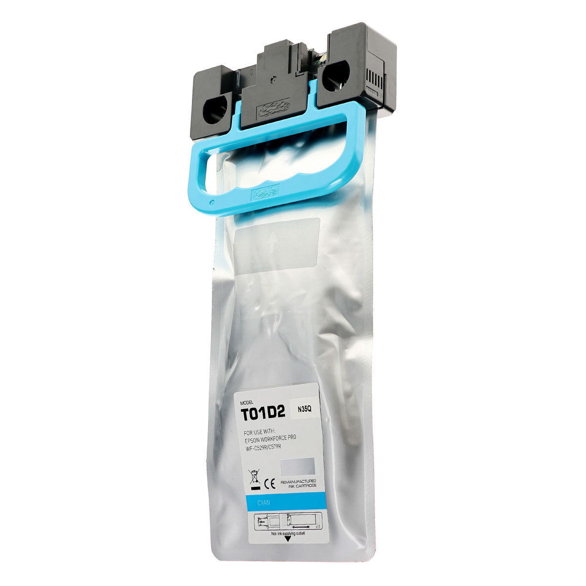Remanufactured Cyan Ink Cartridge for Epson WORKFORCE PRO WF-C529R / WORKFORCE PRO WF-C579R 20K Extra High Yield (T01D / T01D220)