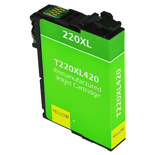 Remanufactured Yellow Ink Cartridge for Epson EXPRESSION HOME XP-320 / EXPRESSION HOME XP-420 + More (T220XL420 / 220XL)