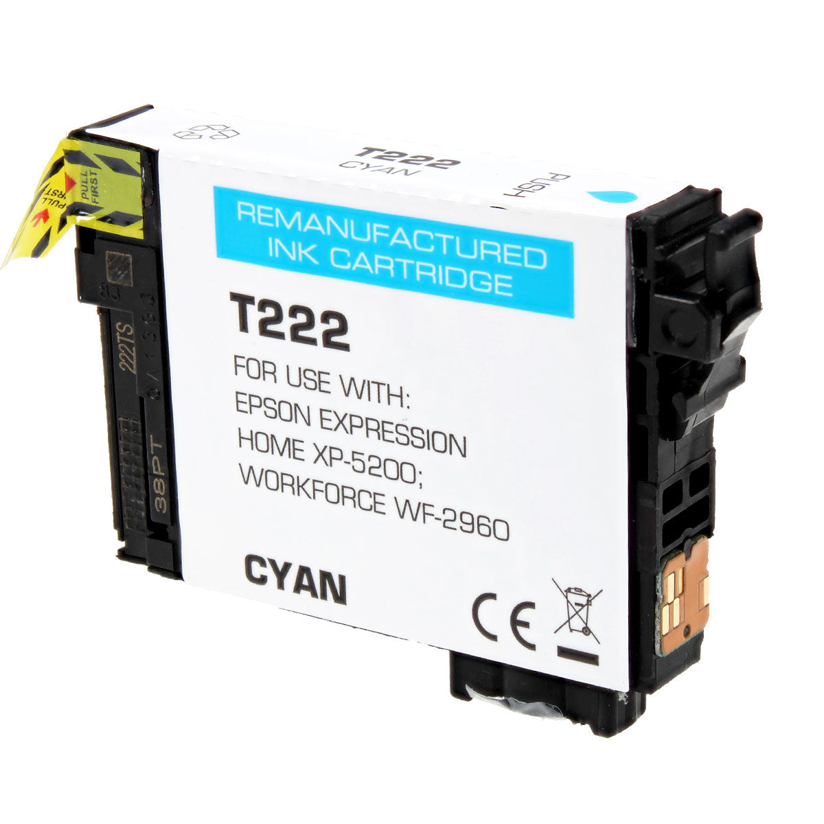 Remanufactured Cyan Ink Cartridge for Epson WORKFORCE WF-2960 / EXPRESSION HOME XP-5200 (T222220 / 222)