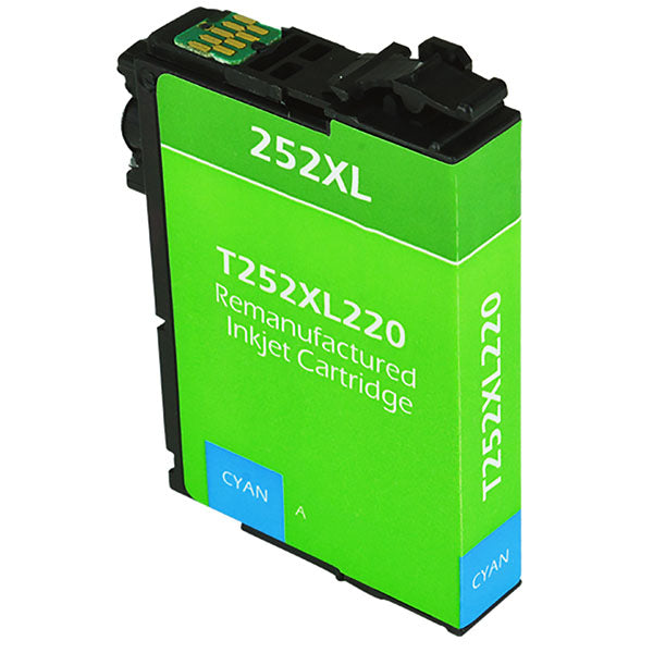 Remanufactured Cyan Ink Cartridge for Epson WORKFORCE WF-3620 / WORKFORCE WF-3640 + More 1.1K High Yield (T252XL220 / 252XL)