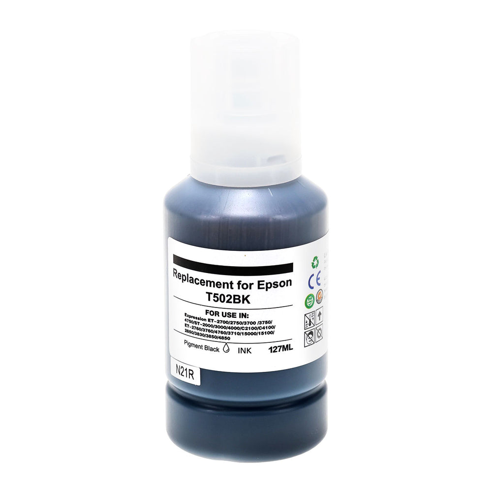 Compatible Black Ink Bottle for Epson ECOTANK ET-15000 / ECOTANK ET-2760 + More (T502120 / 502)