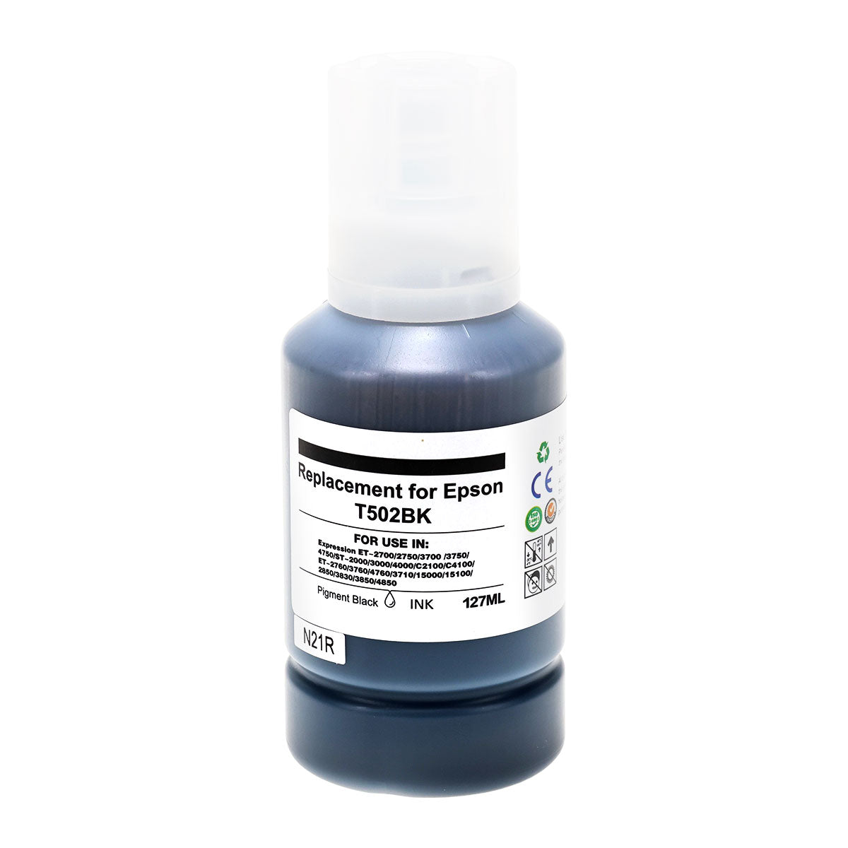 Compatible Black Ink Bottle for Epson ECOTANK ET-15000 / ECOTANK ET-2760 + More (T502120 / 502)
