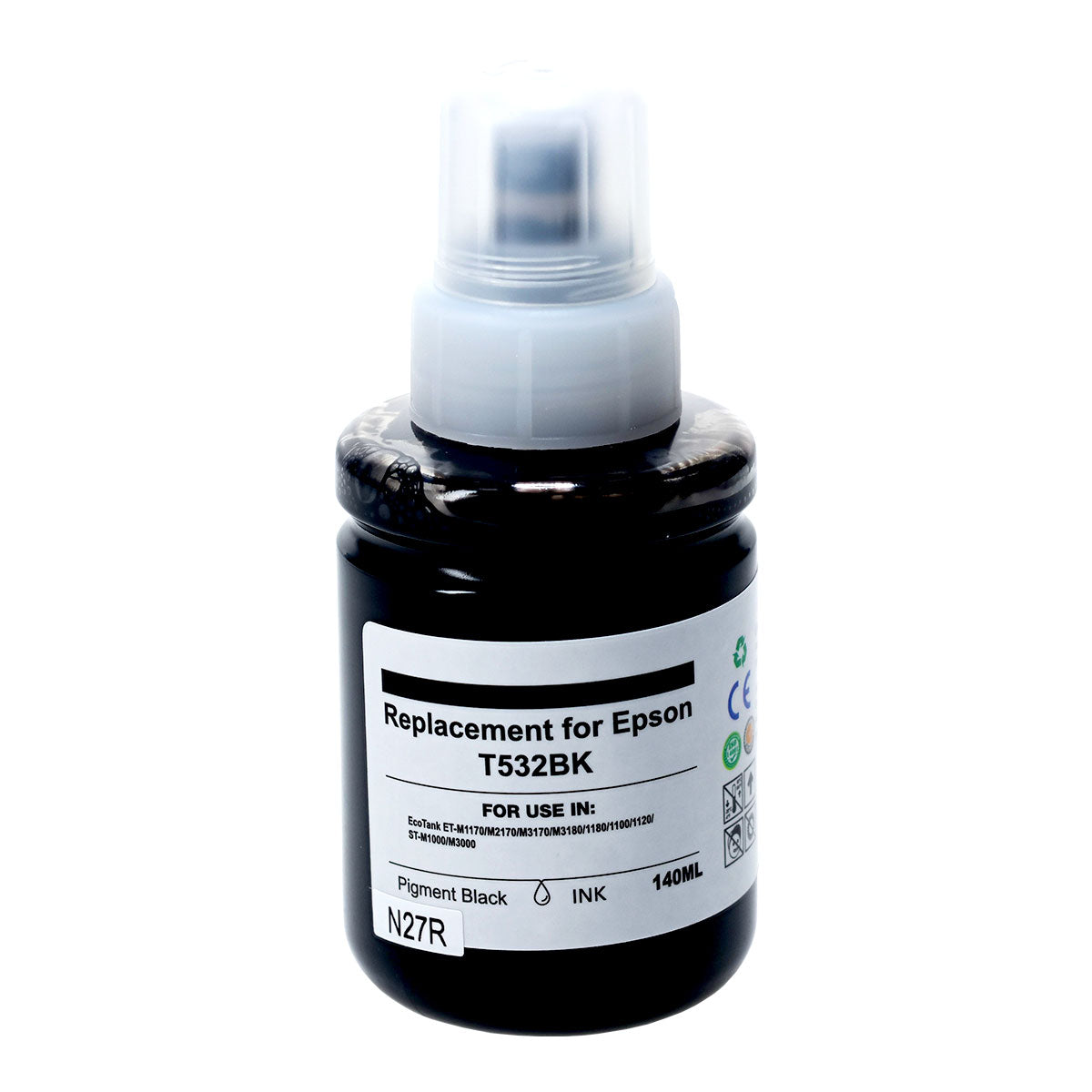 Remanufactured Black Ink Cartridge for Epson ECOTANK ET-M1170 / ECOTANK ET-M2170 + More (T532120 / T532)