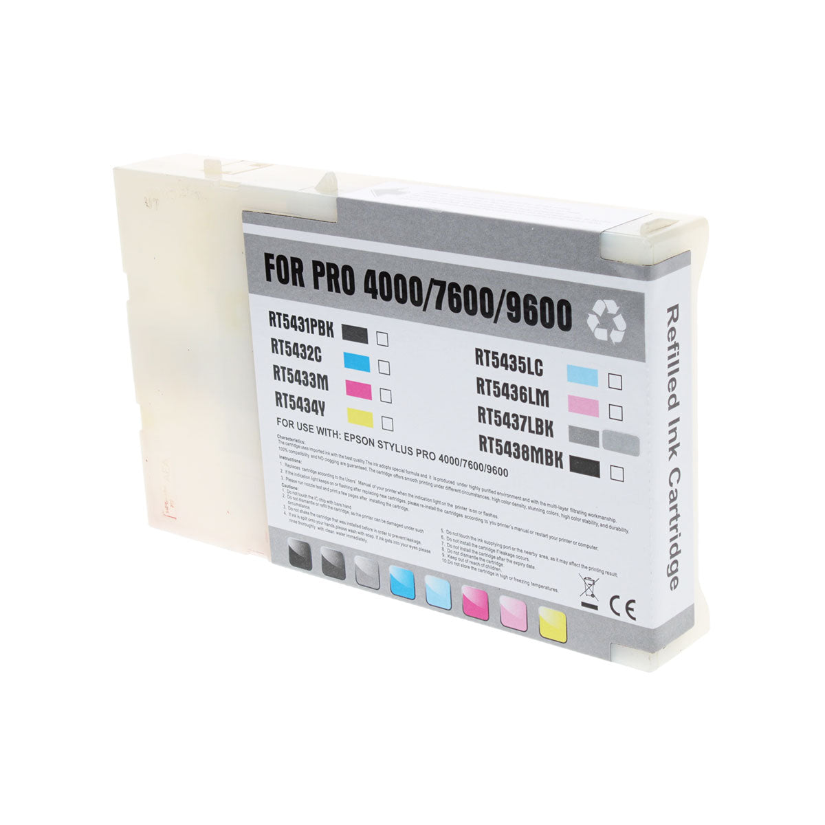 Remanufactured Light Black Ink Cartridge for Epson STYLUS PRO 4000 / STYLUS PRO 7600 + More 110ml (T543700 / 543)
