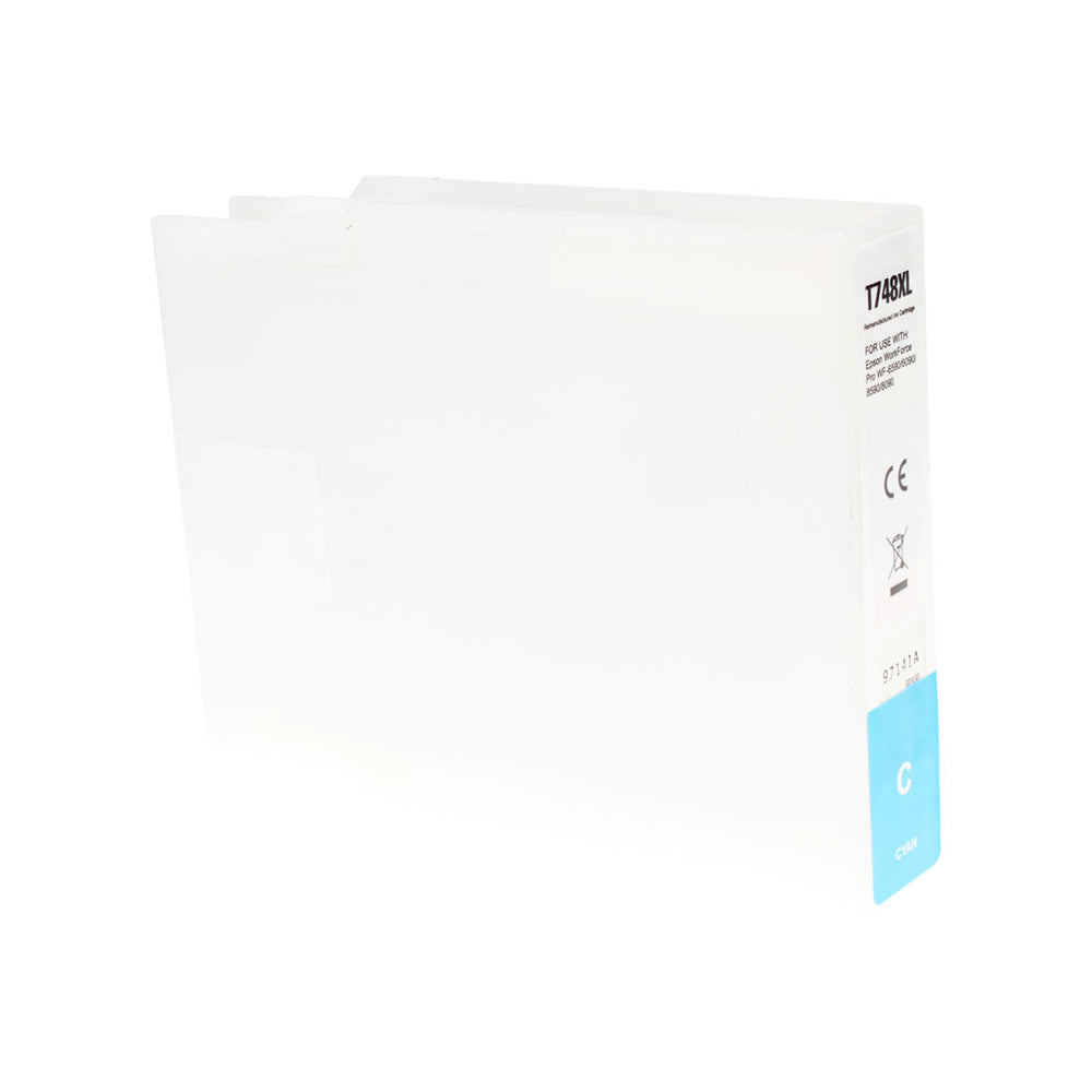 Remanufactured Cyan Ink Cartridge for Epson WORKFORCE PRO WF-6090 / WORKFORCE PRO WF-6530 + More 4K High Yield (T748XL220)