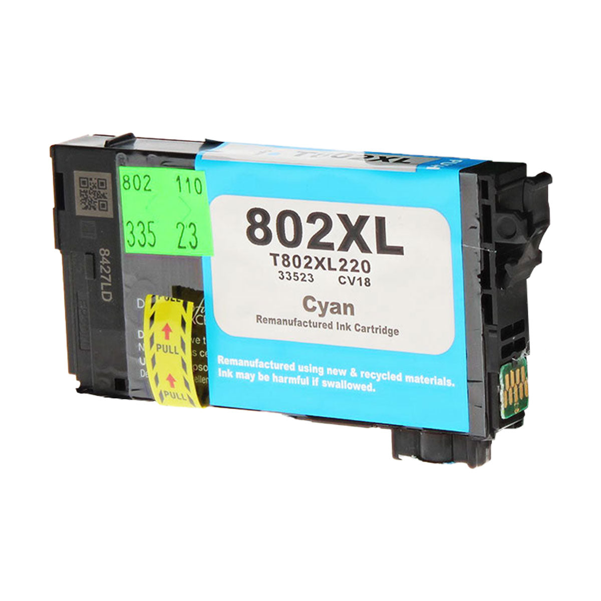 Remanufactured Cyan Ink Cartridge for Epson WORKFORCE PRO EC-4020 / WORKFORCE PRO EC-4030 + More (T802XL220 / 802XL)