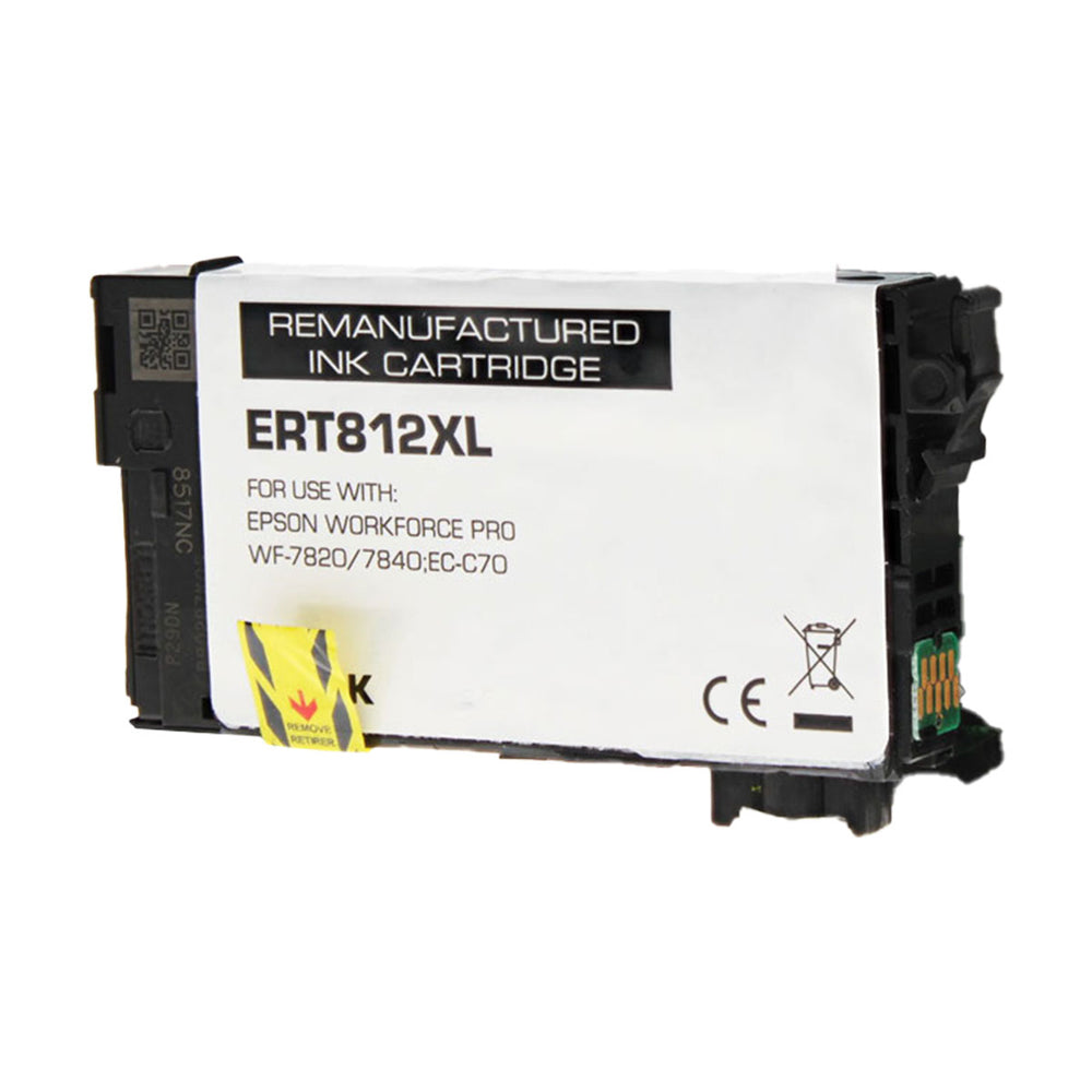 Remanufactured Black Ink Cartridge for Epson WORKFORCE EC-C700 / WORKFORCE PRO WF-7820 + More 1.1K Ultra High Yield (T812XL120 / T812XL)