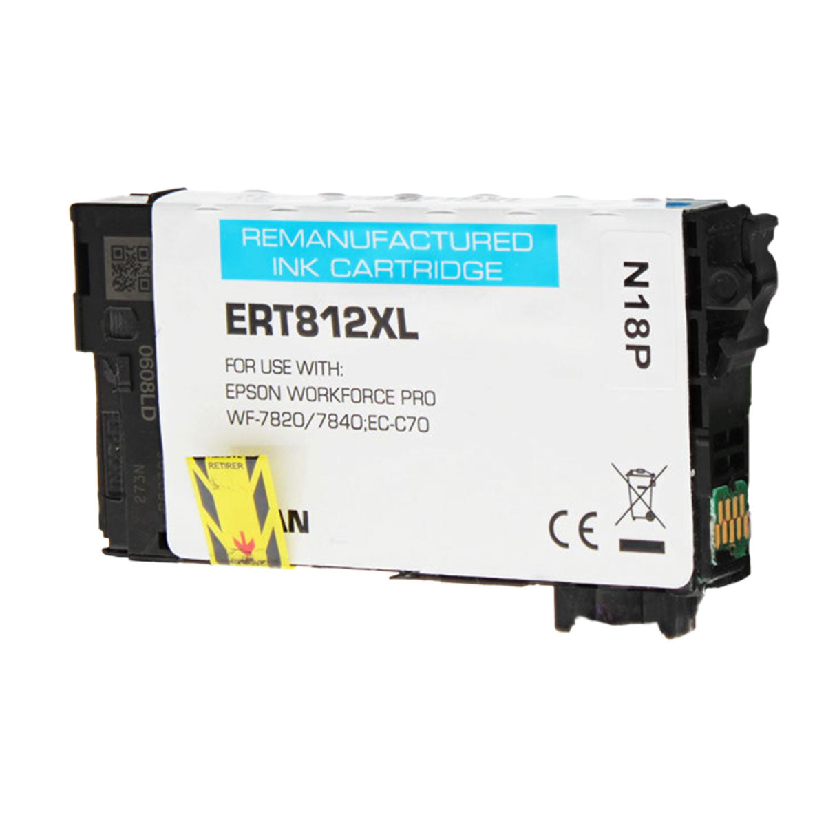 Remanufactured Cyan Ink Cartridge for Epson WORKFORCE EC-C700 / WORKFORCE PRO WF-7820 + More 1.1K Ultra High Yield (T812XL220 / T812XL)