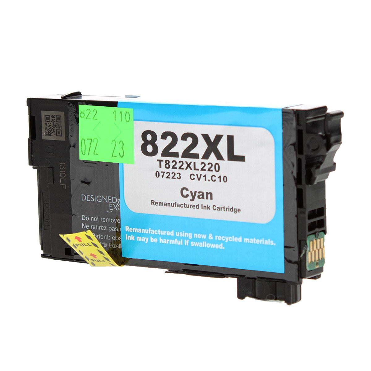 Remanufactured Cyan Ink Cartridge for Epson WORKFORCE PRO WF-4834 / WORKFORCE PRO WF-3820 + More 1.1K Ultra High Yield (T822XL220 / T822XL)