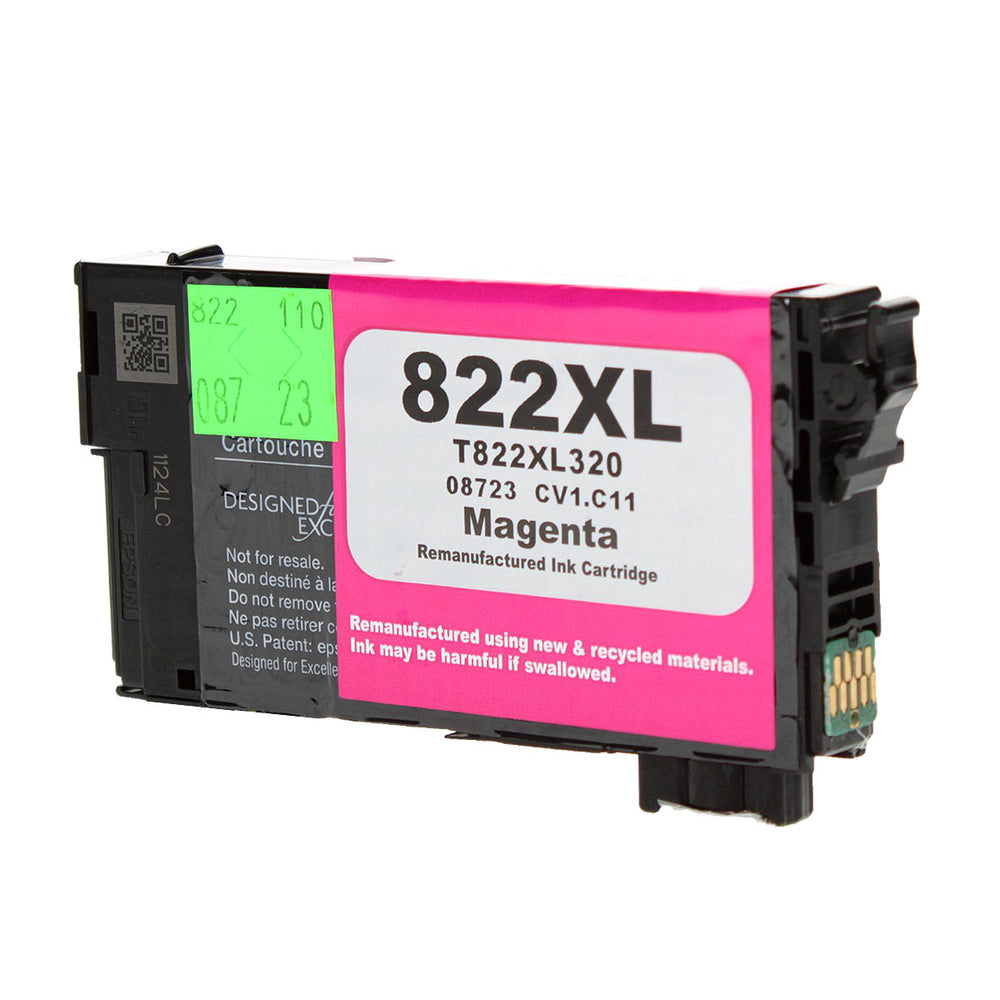 Remanufactured Magenta Ink Cartridge for Epson WORKFORCE PRO WF-4834 / WORKFORCE PRO WF-3820 + More 1.1K Ultra High Yield (T822XL320 / T822XL)