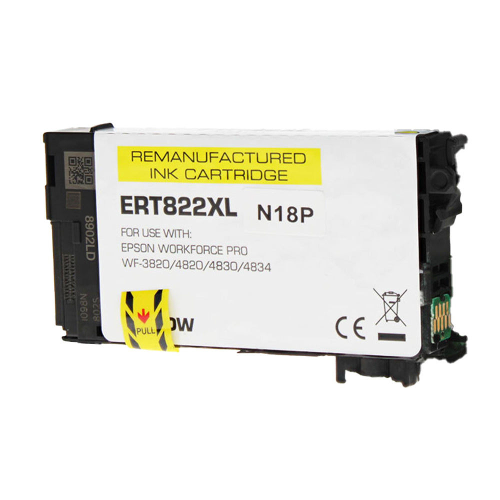 Remanufactured Yellow Ink Cartridge for Epson WORKFORCE PRO WF-4834 / WORKFORCE PRO WF-3820 + More 1.1K Ultra High Yield (T822XL420 / T822XL)