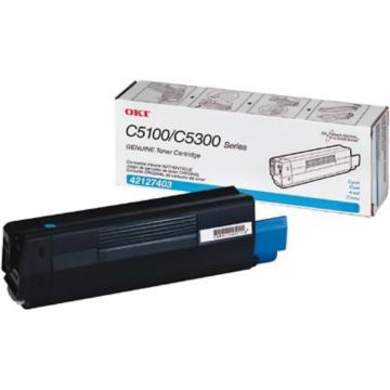 OEM Okidata (42127403) Toner Cartridge, Cyan, 5K Yield