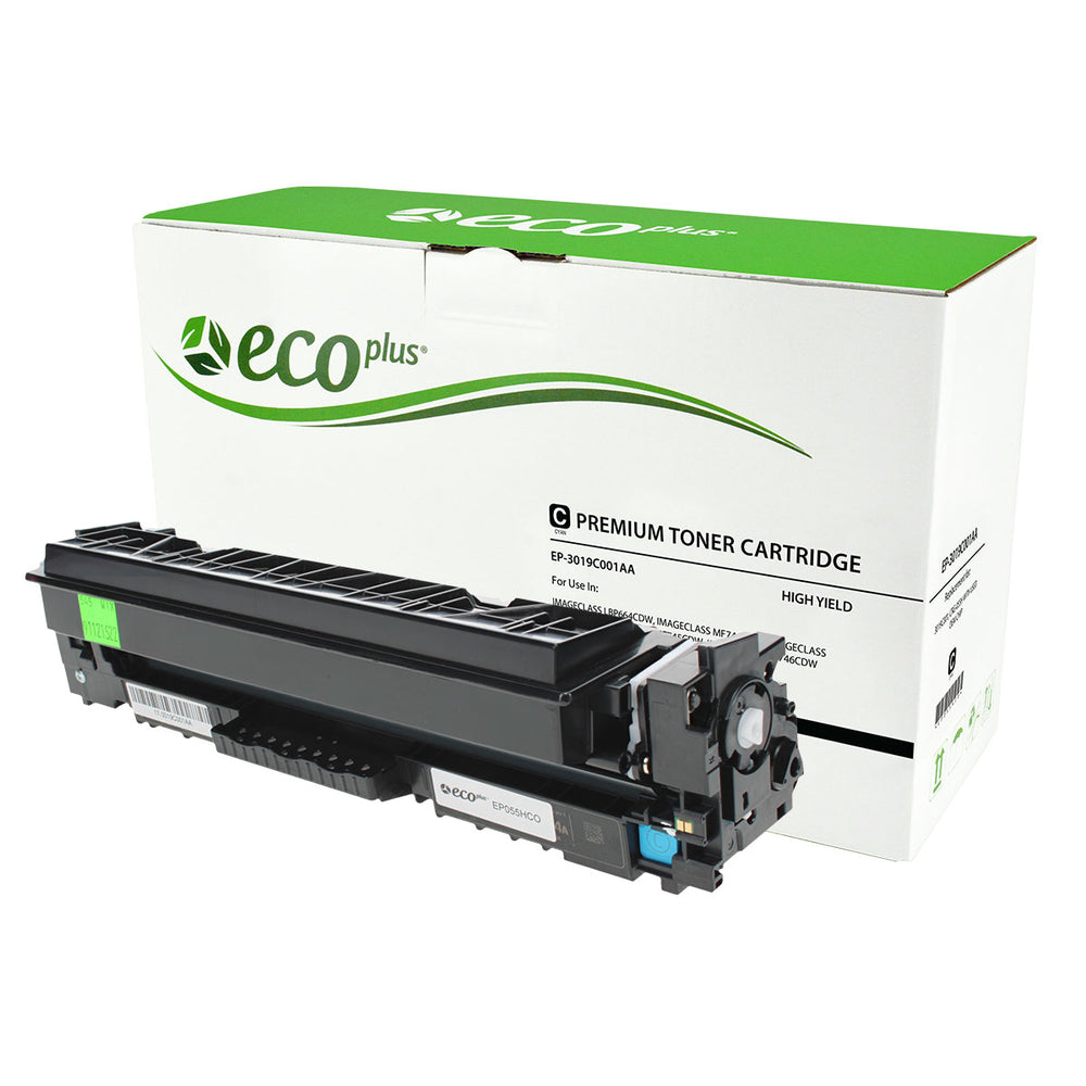 Compatible ECOPlus Cyan Toner Cartridge for Canon IMAGECLASS LBP664CDW / IMAGECLASS MF741CDW + More 5.9K High Yield TAA Used OEM Chip (3019C001 / CRG-055H)
