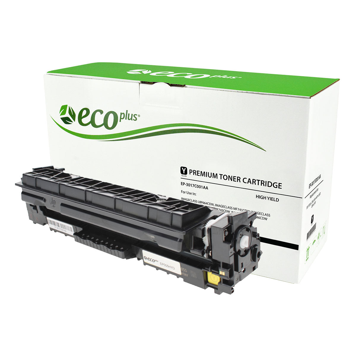 Compatible ECOPlus Yellow Toner Cartridge for Canon IMAGECLASS LBP664CDW / IMAGECLASS MF741CDW + More 5.9K High Yield TAA Used OEM Chip (3017C001 / CRG-055H)
