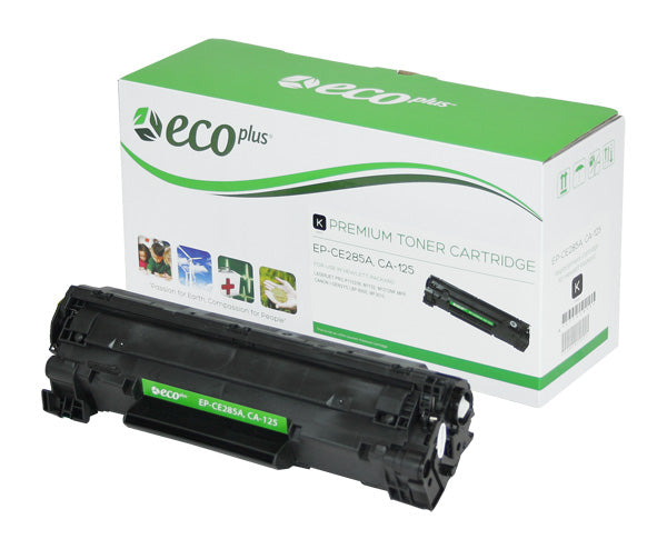 Compatible ECOPlus Black Toner Cartridge for HP IMAGECLASS LBP-6000 / IMAGECLASS MF3010 + More 1.6K Yield (CE285A / 3484B001AA)