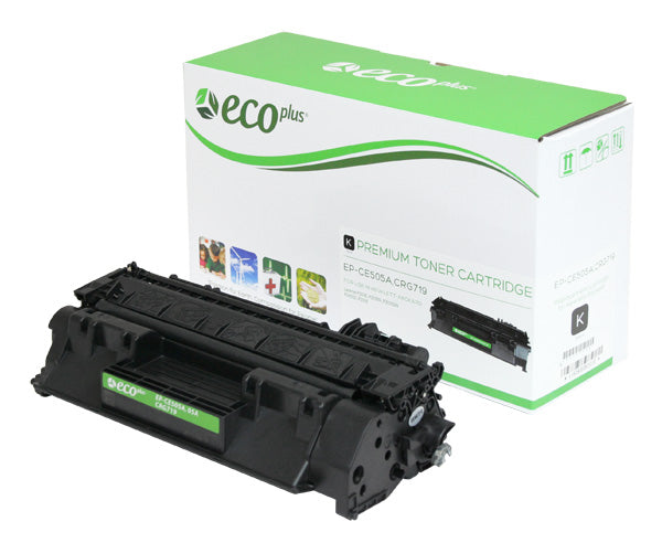 Compatible ECOPlus Black Toner Cartridge for HP IMAGECLASS LBP-6300DN / IMAGECLASS LBP-6650DN + More 2.3K Yield (CE505A / 3479B001AA)