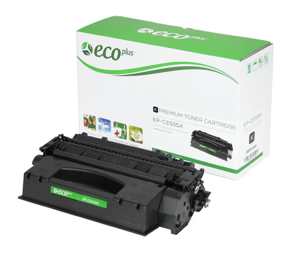 Compatible ECOPlus Black Toner Cartridge for HP IMAGECLASS LBP-6300DN / IMAGECLASS LBP-6650DN + More 6.5K High Yield (CE505X / 3480B001AA)