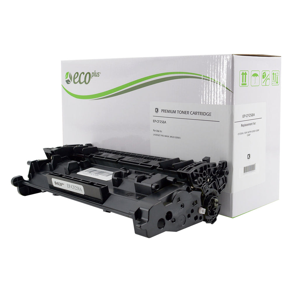 Compatible ECOPlus Black Toner Cartridge for HP LJ ENTERPRISE M406DN / LJ ENTERPRISE M430F + More 3K Yield Used OEM Chip (CF258A / 58A)