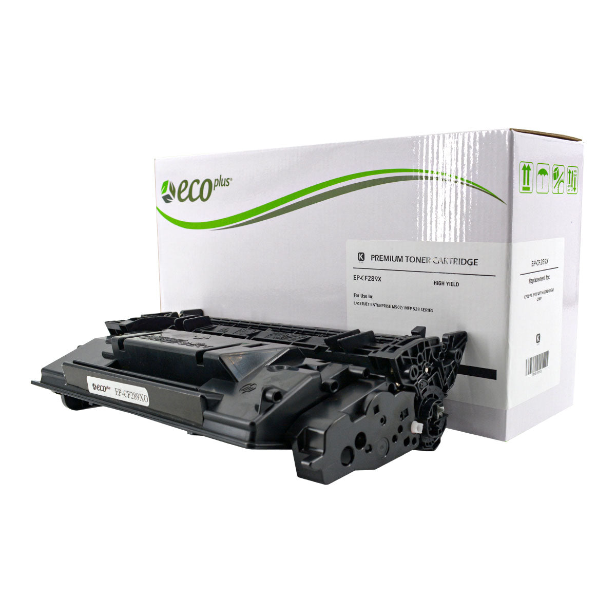 Compatible ECOPlus Black Toner Cartridge for HP LJ ENTERPRISE M507DN / LJ ENTERPRISE M507DNG + More 10K High Yield Used OEM Chip (CF289X / 89X)