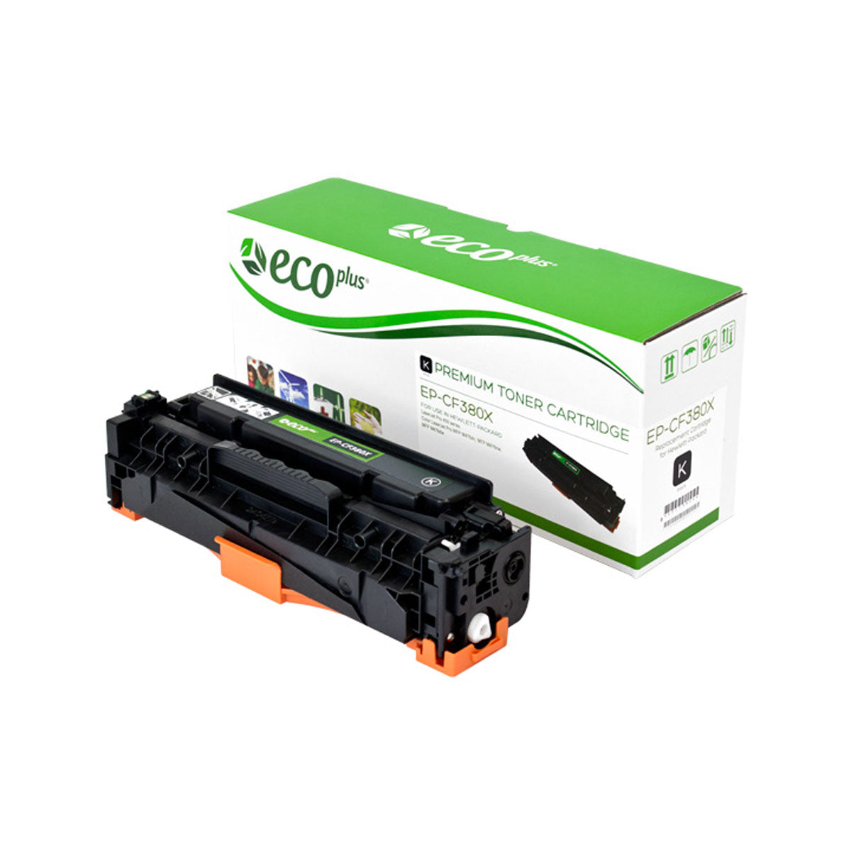 Compatible ECOPlus Black Toner Cartridge for HP COLOR LJ PRO MFP M476DN / COLOR LJ PRO MFP M476DW + More 4.4K High Yield (CF380X / 312X)