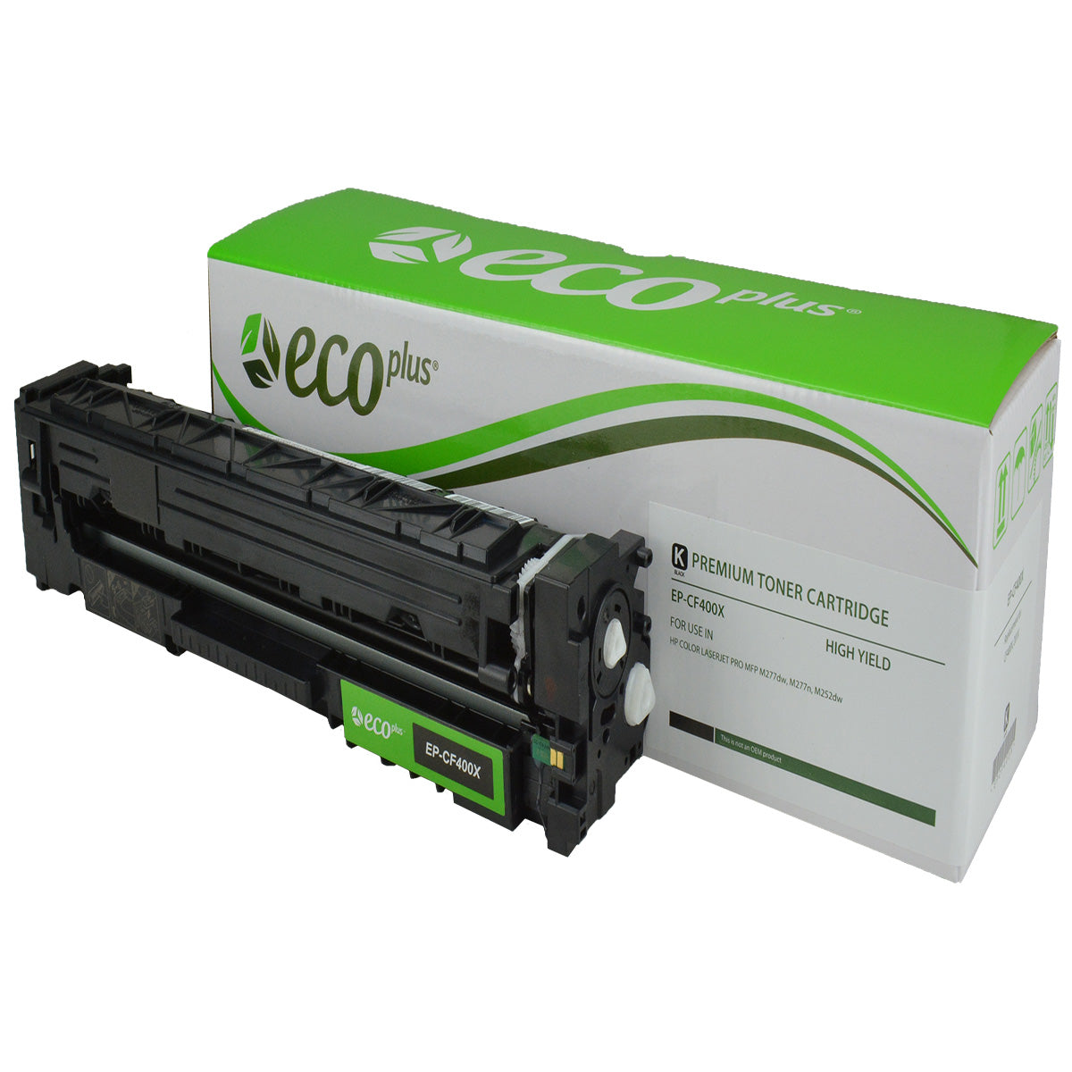 Compatible ECOPlus Black Toner Cartridge for HP LJ PRO M277C6 / LJ PRO MFP M252DW + More 2.8K High Yield (CF400X / 201X)
