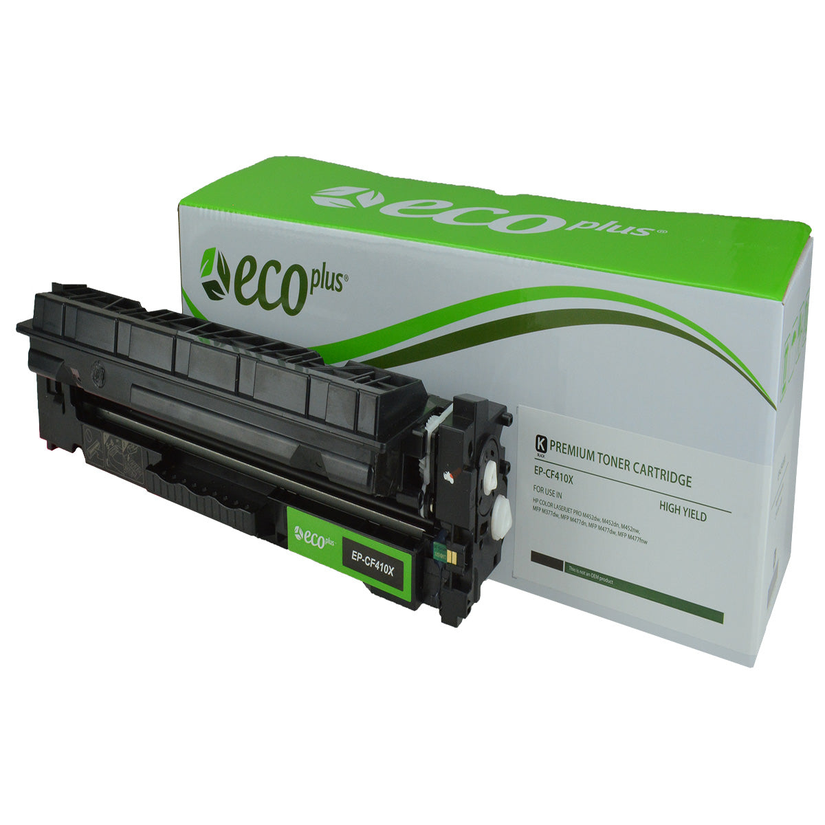 Compatible ECOPlus Black Toner Cartridge for HP LJ PRO M452DN / LJ PRO M452DW + More 6.5K High Yield (CF410X / 410X)