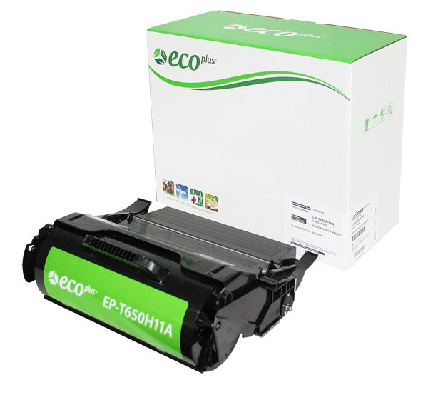 Compatible ECOPlus Black Toner Cartridge for Lexmark INFOPRINT1832 / T650DN + More 25K High Yield TAA (T650H11A / T650H21A)