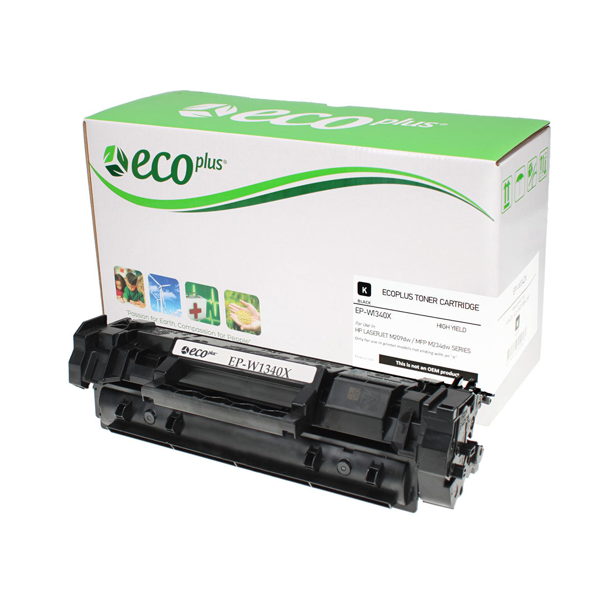 Compatible ECOPlus Black Toner Cartridge for HP LJ M209DW / LJ M234DW + More 2.4K High Yield Used OEM Chip (W1340X / 134X)
