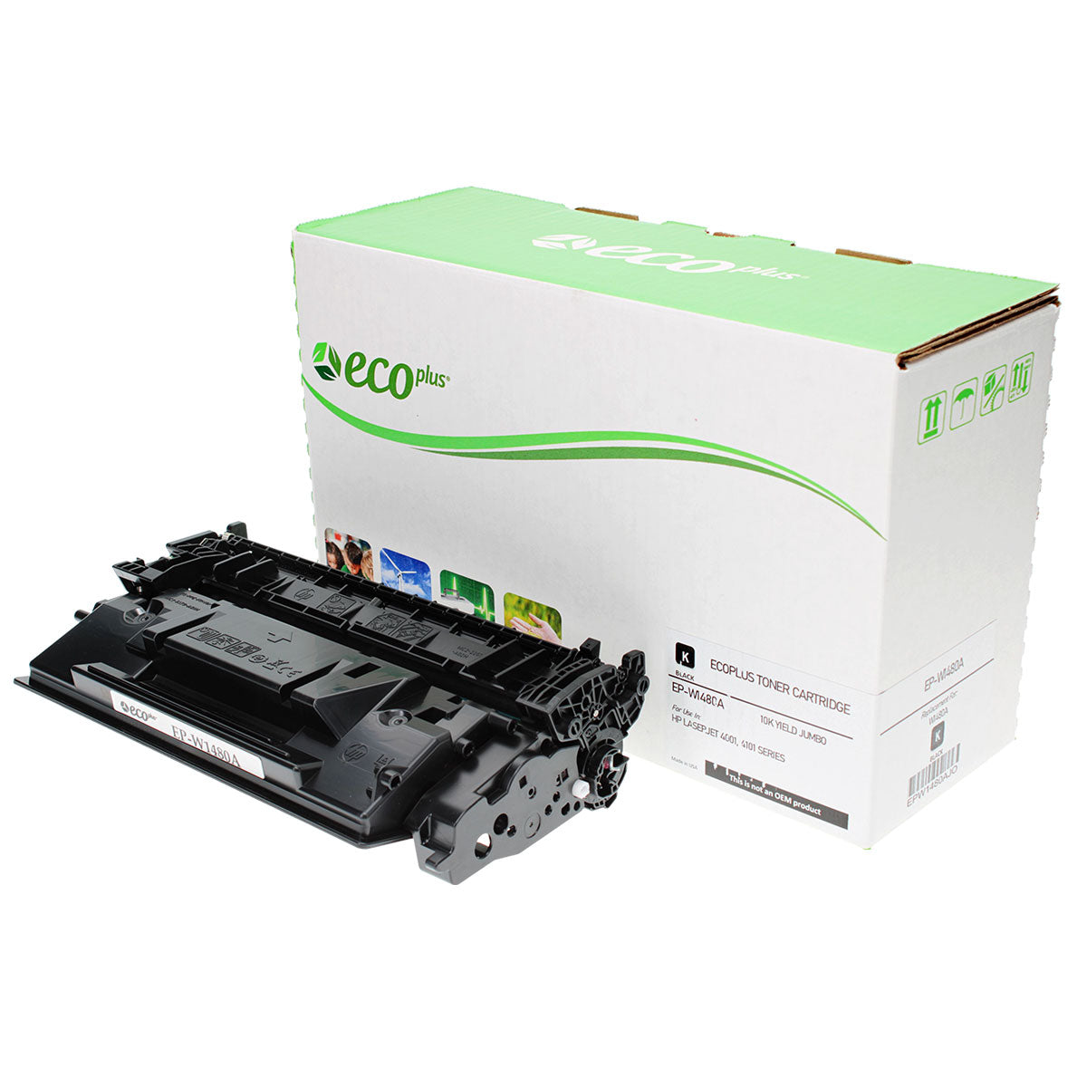Compatible ECOPlus Black Toner Cartridge for HP LASERJET PRO 4001 / LASERJET PRO 4001DN + More 10K Yield TAA Jumbo (W1480A / 148A)