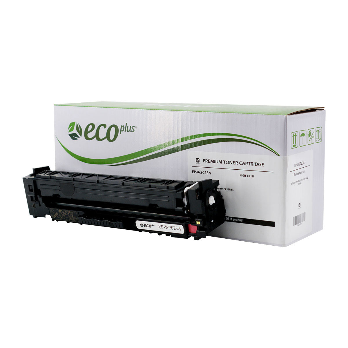 Compatible ECOPlus Magenta Toner Cartridge for HP COLOR LJ PRO M454DN / COLOR LJ PRO M454DW + More 2.1K Yield Used OEM Chip (W2023A / 414A)