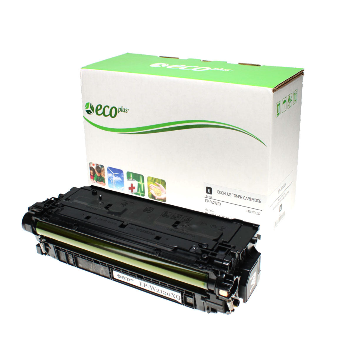 Compatible ECOPlus Black Toner Cartridge for HP LJ ENTERPRISE M554 / LJ ENTERPRISE M554DN + More 13K High Yield TAA Used OEM Chip (W2120X / 212X)