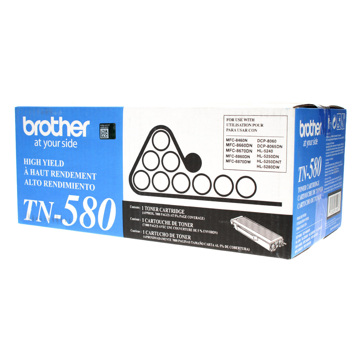 OEM Brother (TN580) Toner Cartridge, Black, 7K Yield