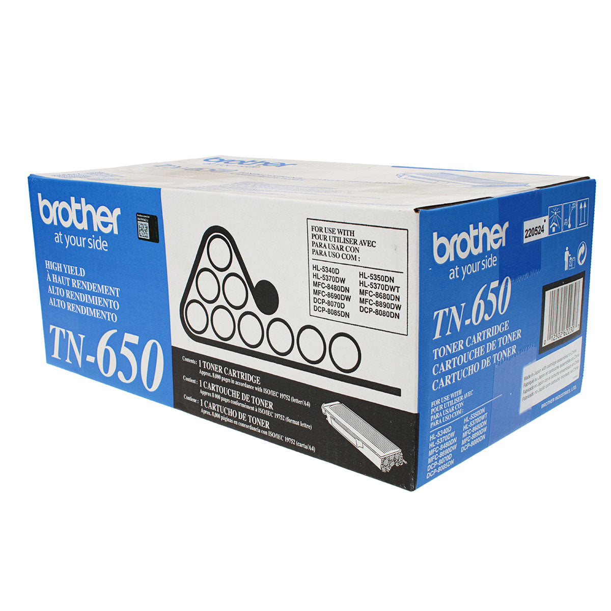 OEM Brother (TN650) Toner Cartridge, Black, 8K High Yield