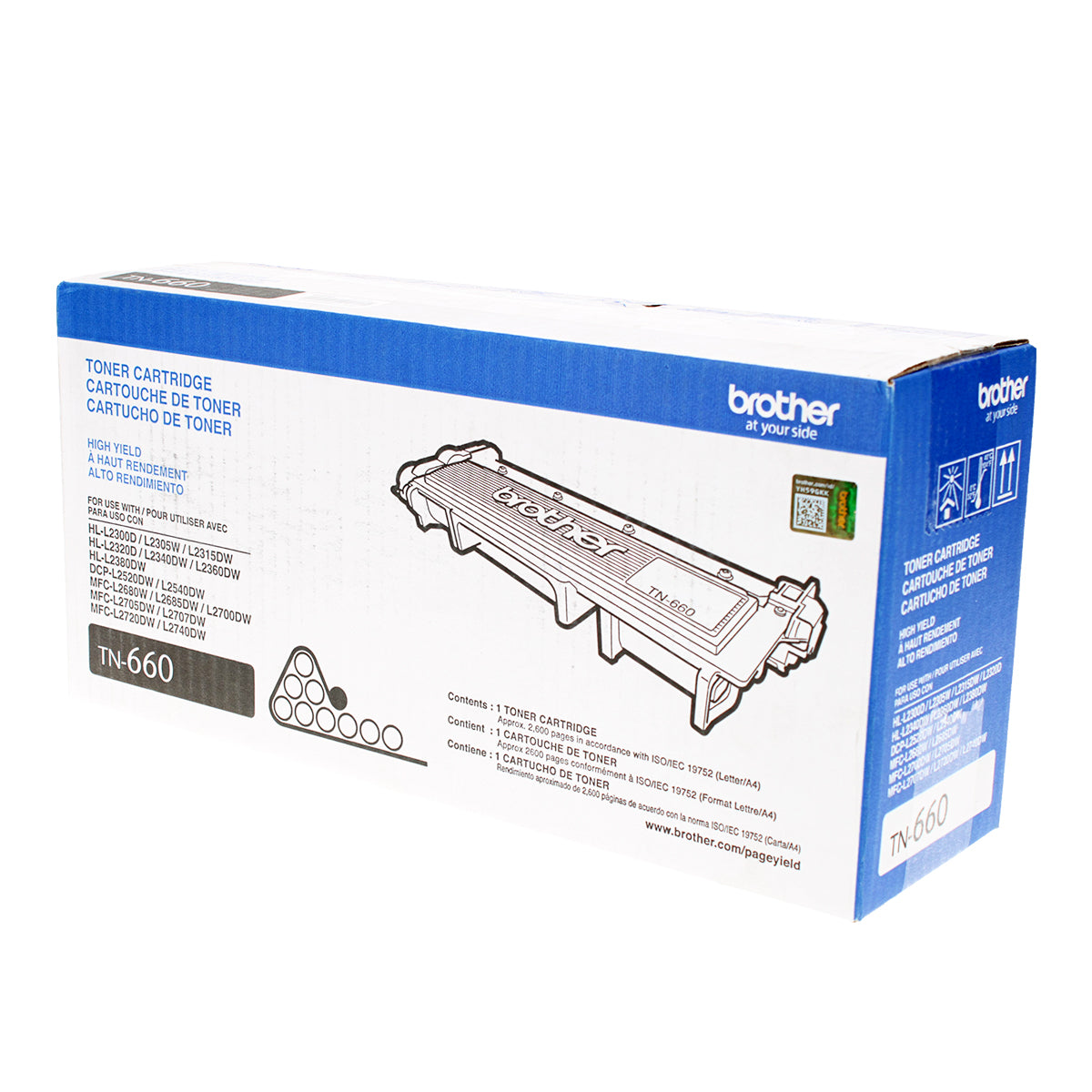 OEM Brother (TN660) Toner Cartridge, Black, 2.6K High Yield