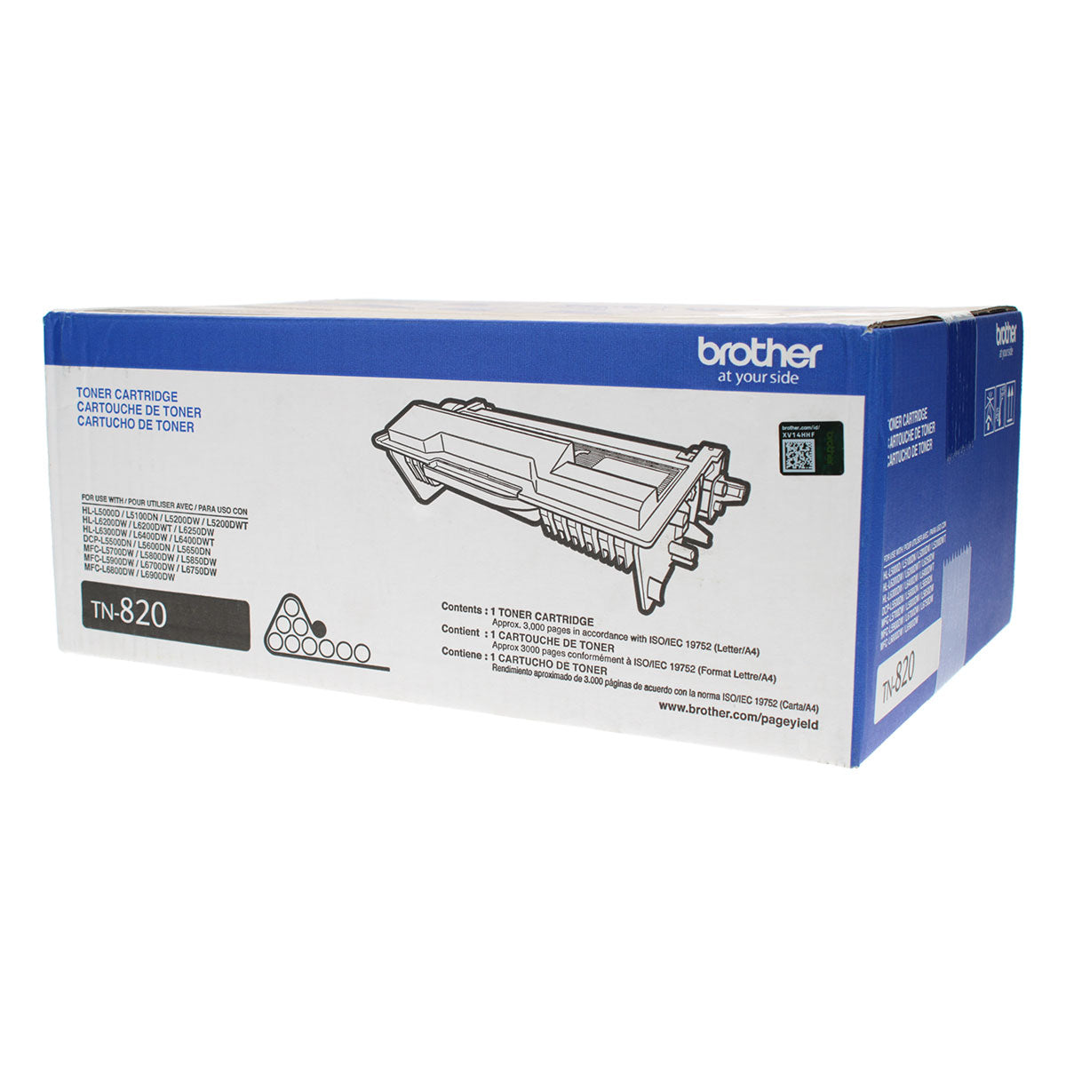 OEM Brother (TN820) Toner Cartridge, Black, 3K Yield