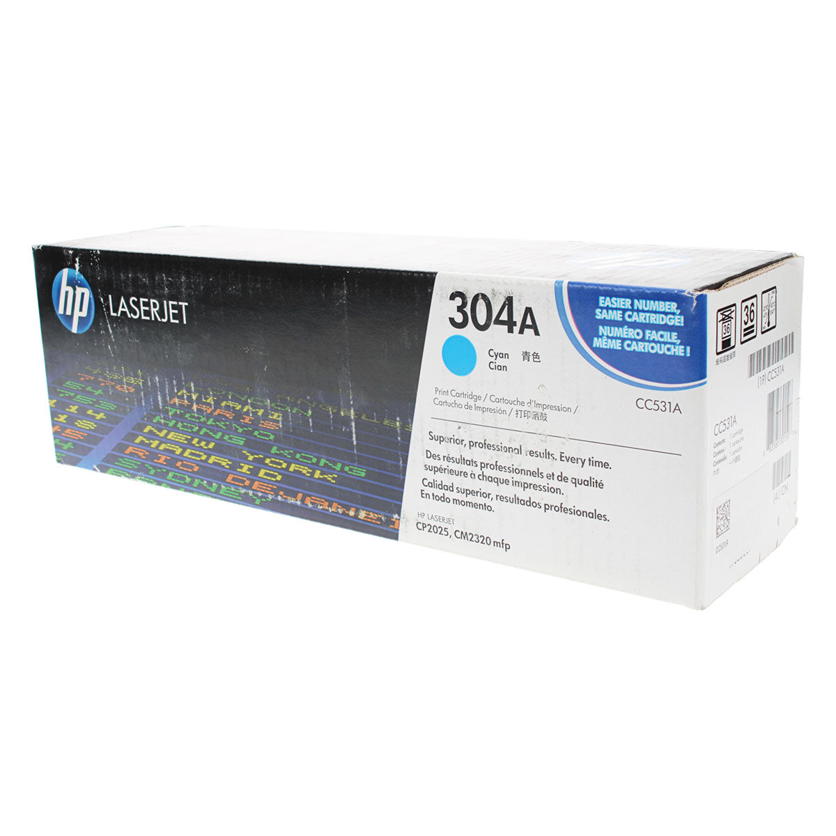 OEM HP 304A (CC531A) Toner Cartridge, Cyan, 2.8K Yield
