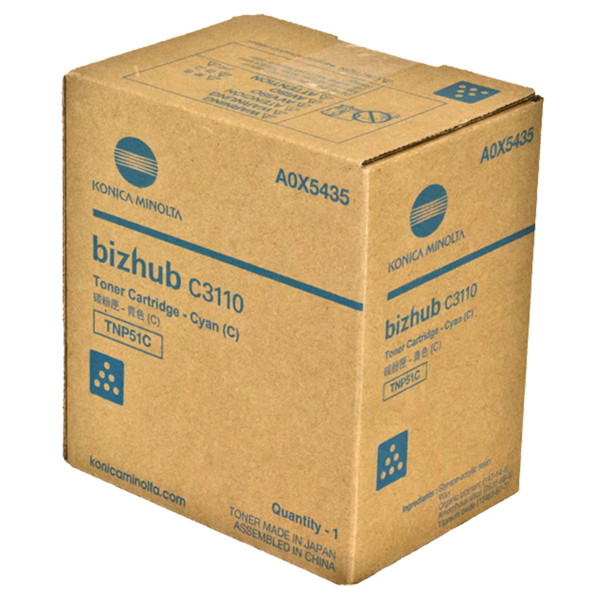 OEM Konica Minolta TNP51C (A0X5435) Toner Cartridge, Cyan, 6K Yield