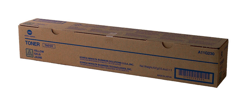 OEM Konica Minolta TN319Y (A11G230) Toner Cartridge, Yellow, 26K Yield