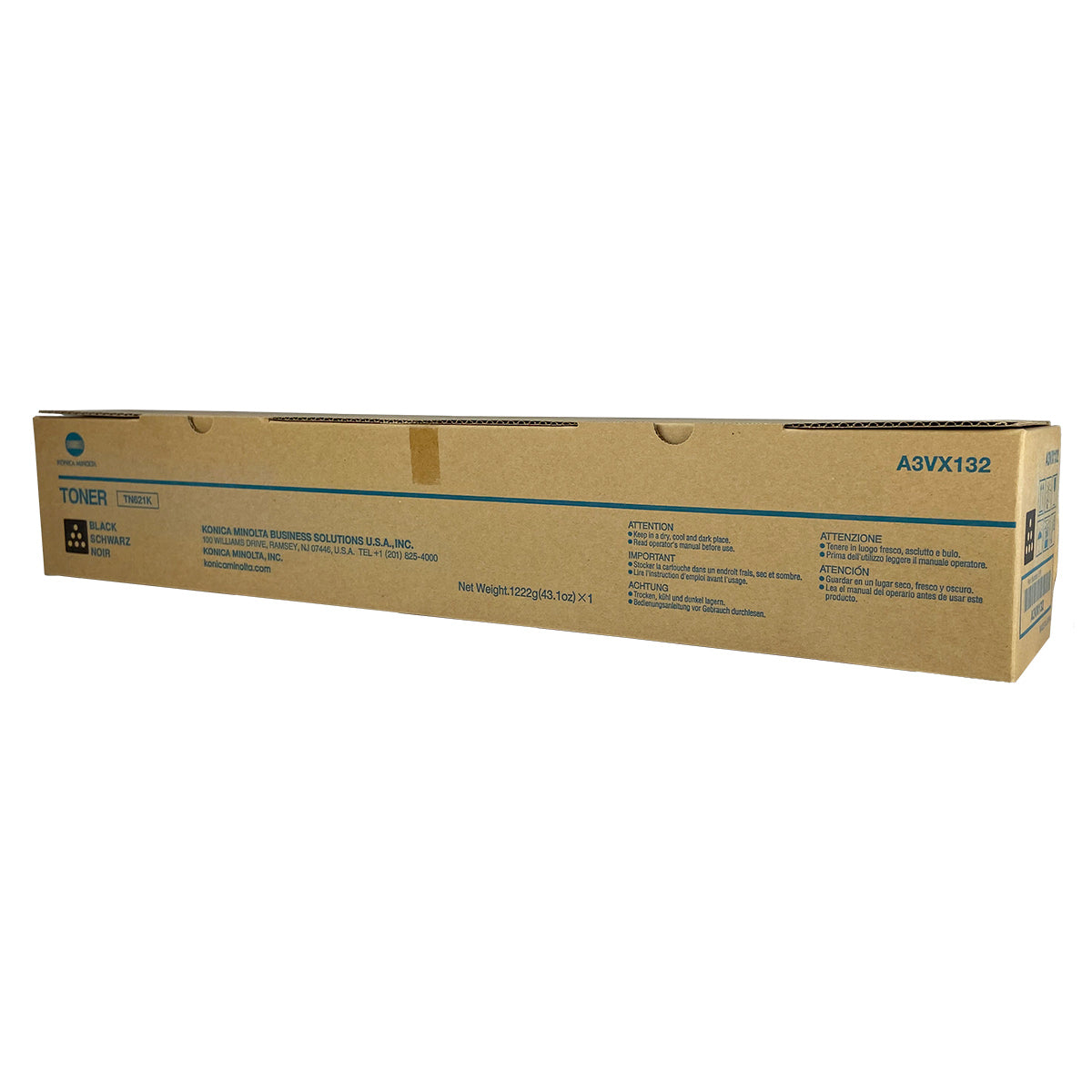OEM Konica Minolta TN621K (A3VX132) Toner Cartridge, Black, 63K Yield