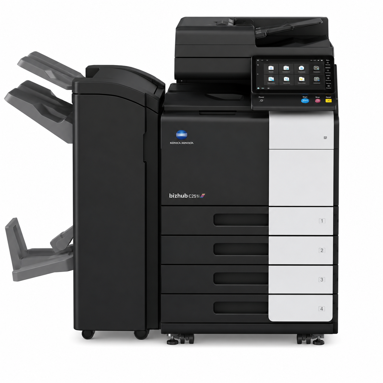 Konica Minolta Bizhub C251i with finisher and 4 paper trays