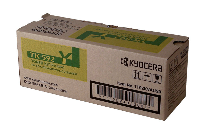 OEM Kyocera Mita TK-592Y (1T02KVAUS0) Toner Cartridge, Yellow, 5K Yield