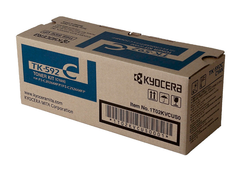 OEM Kyocera Mita TK-592C (1T02KVCUS0) Toner Cartridge, Cyan, 5K Yield